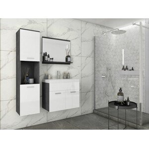 Fürdőszoba garnitúra Sarasota 122 (Matera szürke + Fényes fehér)