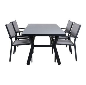 Asztal és szék garnitúra Dallas 3587 (Szürke + Fekete)
