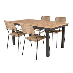 Asztal és szék garnitúra Dallas 3651 (Fekete + Világosbarna)