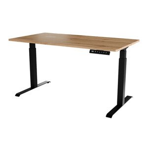 Állítható magasságú íróasztal Charlotte 195 (Wotan tölgy + Fekete)