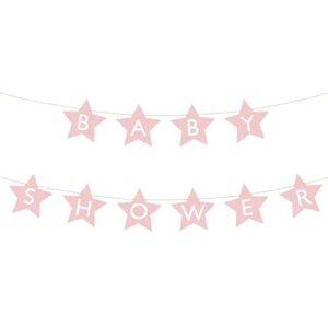 Csillag alakú banner függőlánc babaköszöntőhöz - fényes rózsaszín