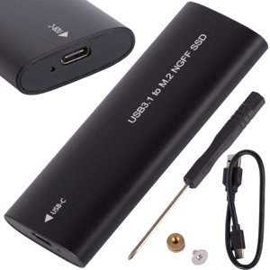 Külső USB 3.1-es M.2 SSD ház 2230-2280mm, fekete