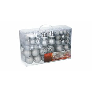 100 darabos karácsonyi függődísz gömbök (ezüst)
