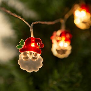 Karácsonyi LED fényfüzér (mikulás, 10 LED, 2 x AA, 1,35 m)