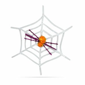 Pókháló pókkal (halloween-i dekoráció, fehér)