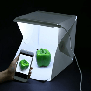Összecsukható PhotoBox fotó sátor LED fénnyel, 2 háttérrel