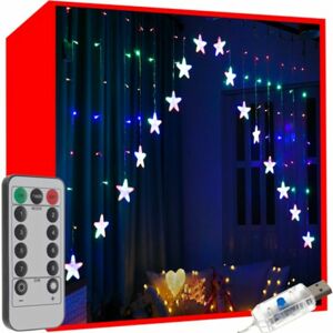 Fényfüggöny csillagokkal 136 LED USB - többszínű