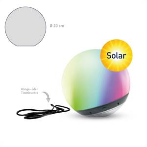 Pendula Solar LED gömb tint, IP44, fehér, CCT, RGB