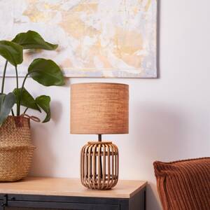 Asztali lámpa Woodrow bambuszból, vászonbúrával