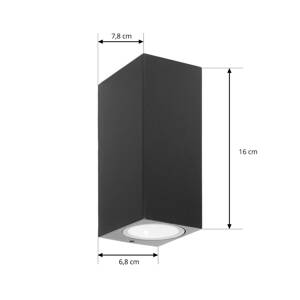 Prios Tetje kültéri fali lámpa fekete szögl 16 cm