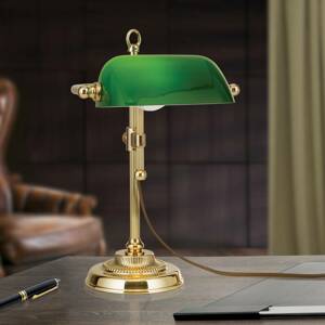 Bankár lámpa Harvard, sárgaréz/zöld, 32 cm magas