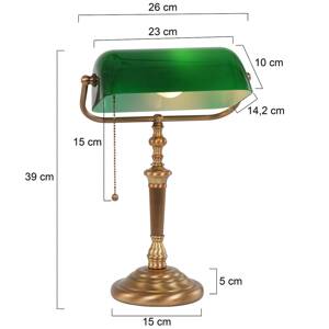 Íróasztal lámpa Ancilla, üvegbúra, bronz/zöld