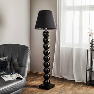 Fulda textil álló lámpa, üvegdíszes, fekete