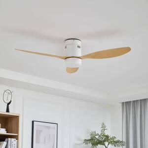Lucande LED mennyezeti ventilátor Kayu fehér/barna DC csendes 132 cm