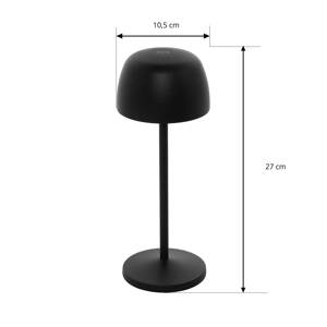 Lindby LED-es újratölthető asztali lámpa Arietty, fekete, 2 darabos szett