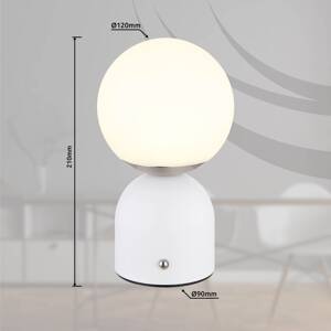 Julsy LED újratölthető asztali lámpa, fehér, magasság 21 cm, fém, CCT