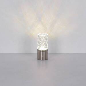 LED-es újratölthető asztali lámpa Lunki, nikkel színű, magasság 19 cm, CCT