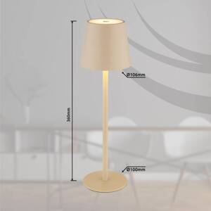 LED-es újratölthető asztali lámpa Vannie, homokszínű Magasság 36 cm, CCT