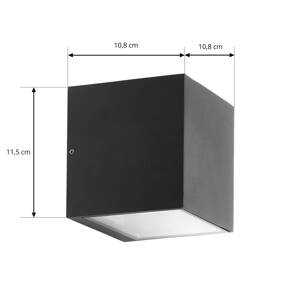 Prios kültéri fali lámpa Tetje, fekete, szögletes, 11,5 cm, 2 db