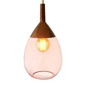 EBB & FLOW Lute üveg függő lámpa rózsaszín, rézzel