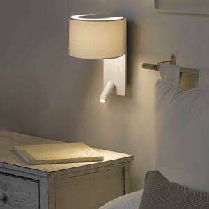 Fali lámpa Fold LED olvasólámpával, fehér