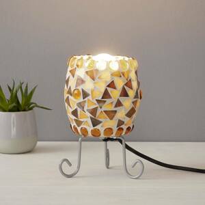Asztali lámpa Enya üvegmozaikkal, krém-barna