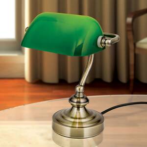 Zora - bankár lámpa zöld üveg ernyővel