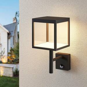 LED kültéri fali lámpa Cube, grafit, érzékelővel
